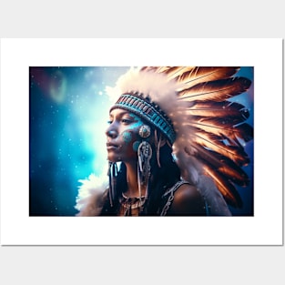 Native Indian Warrior Spirit Fantastic Cosmic Magical Posters and Art